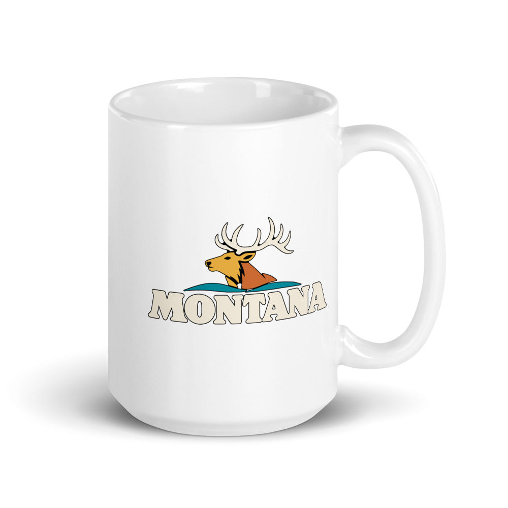 Montana Elk — white mug, 15 oz, right side, logo on both sides
