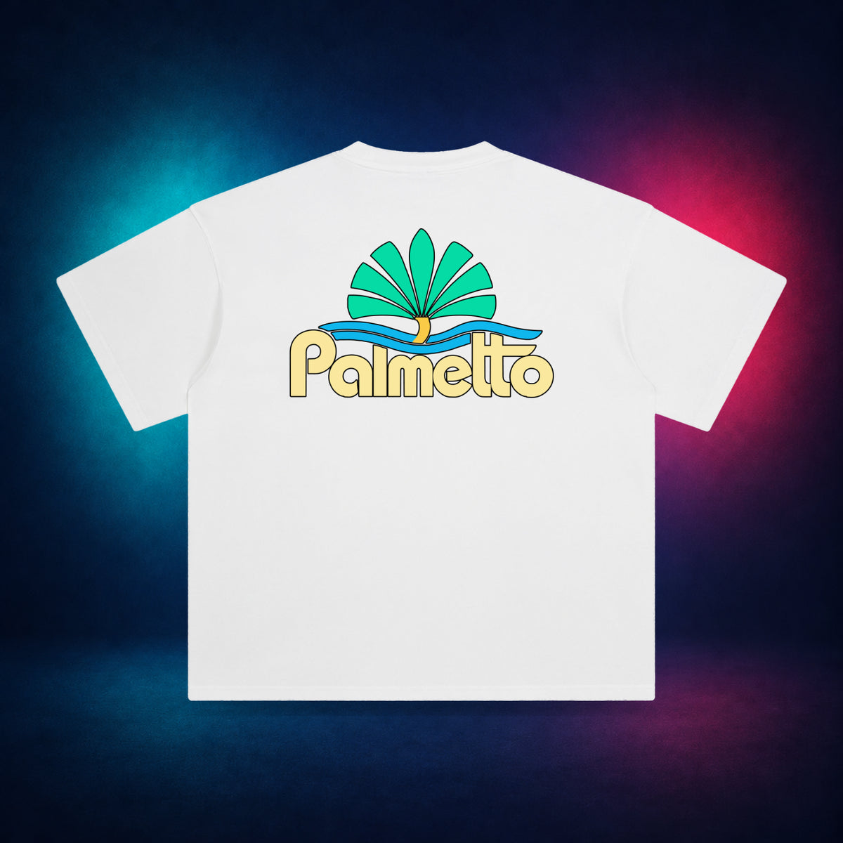Palmetto — White — back only print | Vision Neon midnight studio