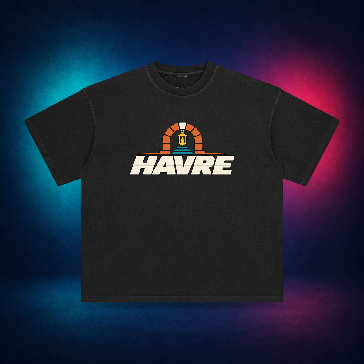 Havre — Retro Black — front only print | Vision Neon midnight studio