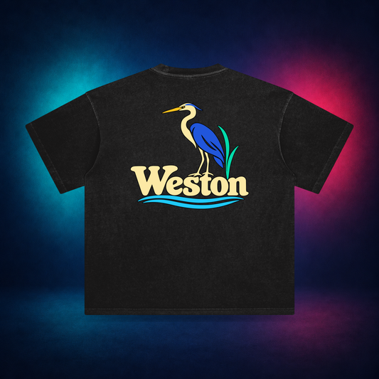 Weston — Retro Black — large back print | Vision Neon midnight studio