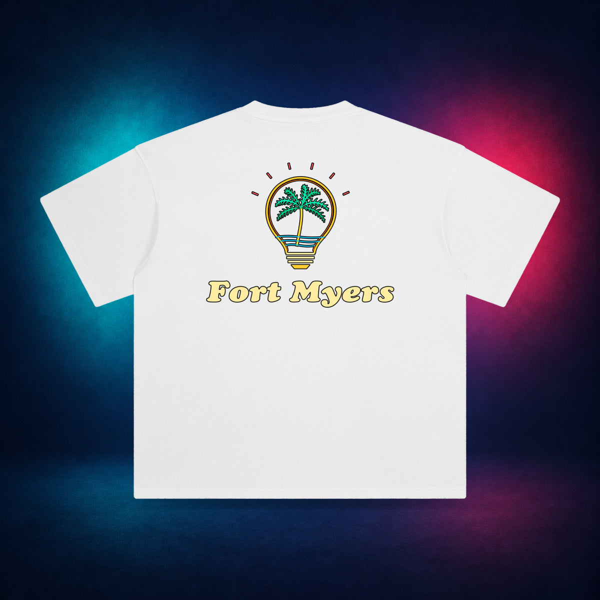 Fort Myers — White — back only print | Vision Neon midnight studio