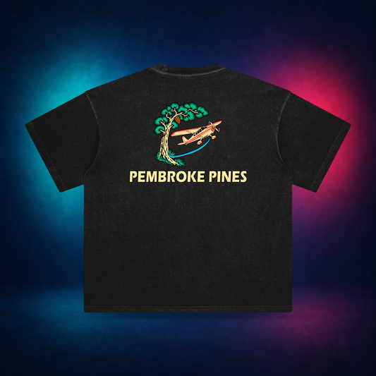 Pembroke Pines — Retro Black — large back print | Vision Neon midnight studio