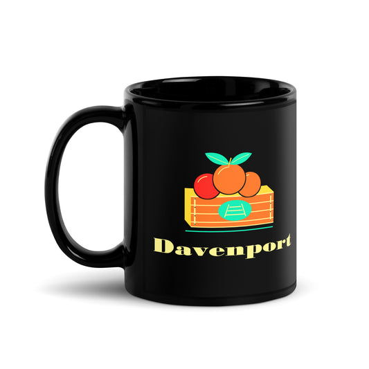 Davenport — Black mug, 11 oz, logo on both sides