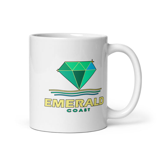 Emerald Coast — White mug, 11 oz, logo on both sides
