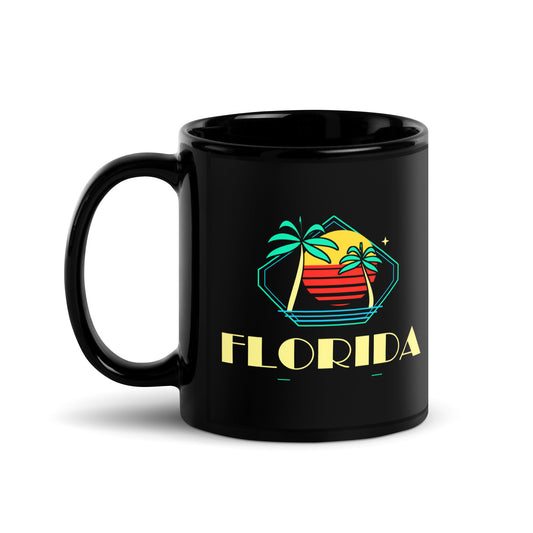 Florida Palm Sunset — Black mug, 11 oz, logo on both sides