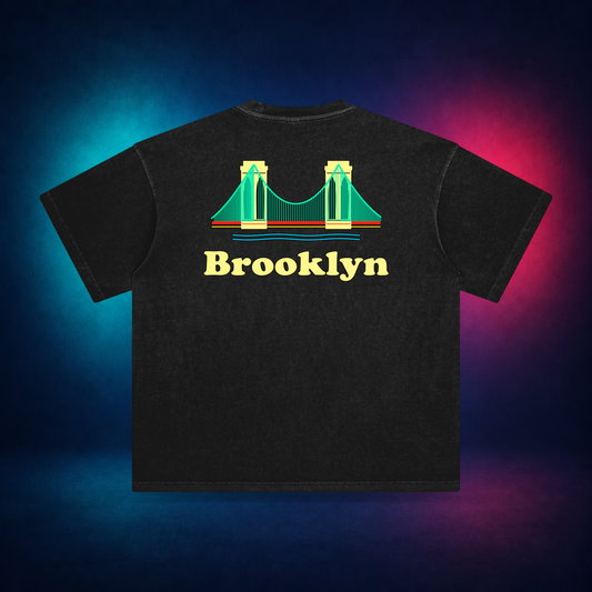 Brooklyn — Retro Black — large back print | Vision Neon midnight studio