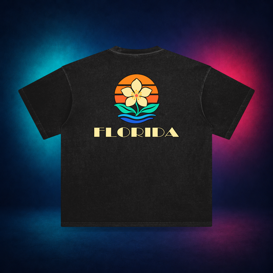 Florida Orange Blossom — Retro Black — back only print | Vision Neon midnight studio