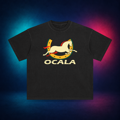 Ocala — Retro Black — front only print | Vision Neon midnight studio