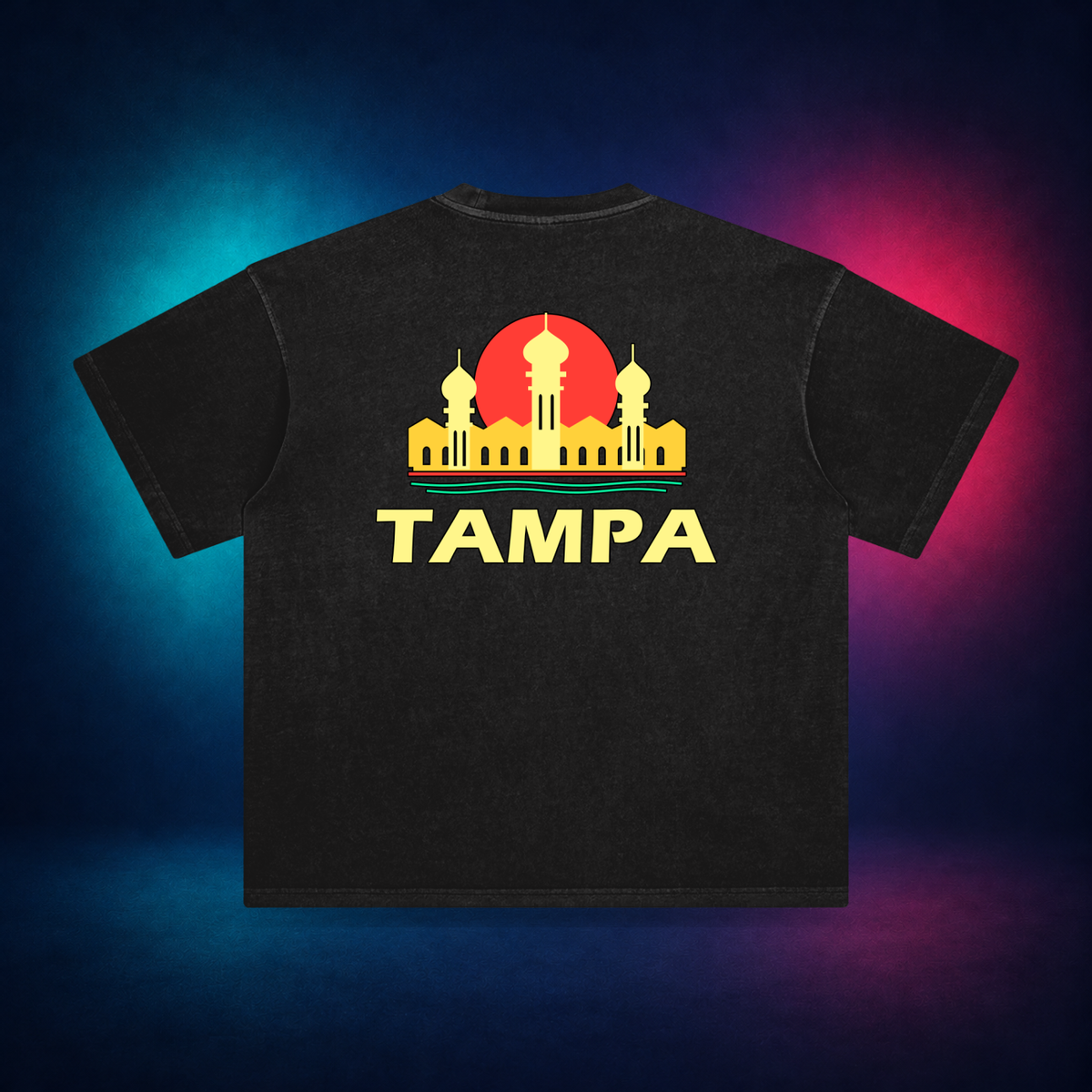 Tampa — Retro Black — large back print | Vision Neon midnight studio