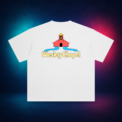 Wesley Chapel — White — large back print | Vision Neon midnight studio