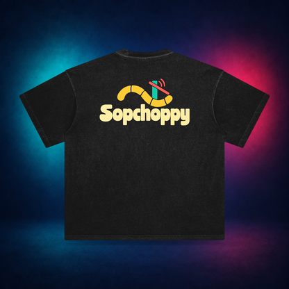 Sopchoppy — Retro Black — large back print | Vision Neon midnight studio