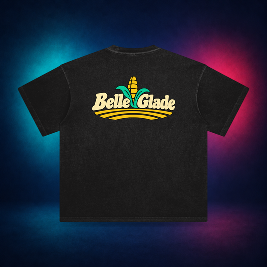 Belle Glade — Retro Black — large back print | Vision Neon midnight studio