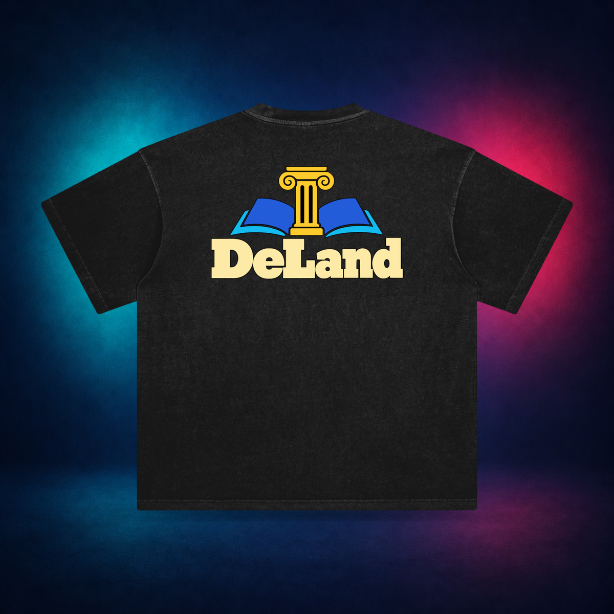 DeLand — Retro Black — large back print | Vision Neon midnight studio