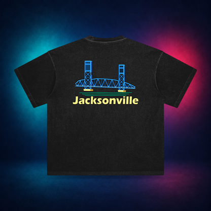 Jacksonville — Retro Black — large back print | Vision Neon midnight studio