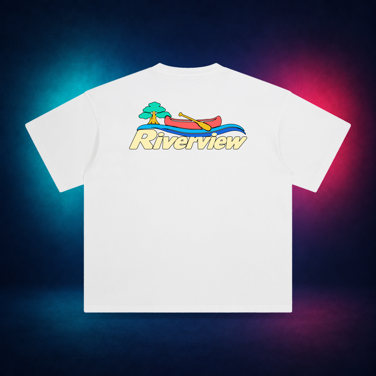 Riverview — White — large back print | Vision Neon midnight studio
