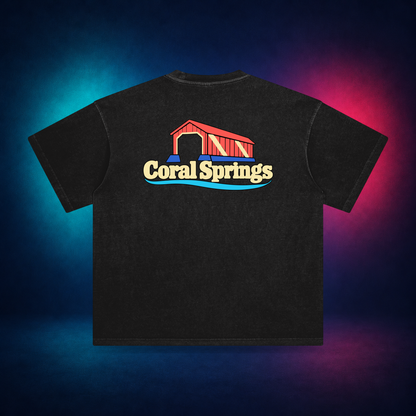 Coral Springs — Retro Black — large back print | Vision Neon midnight studio