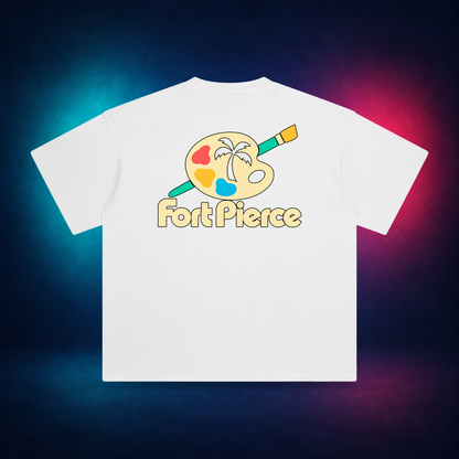 Fort Pierce — White — large back print | Vision Neon midnight studio