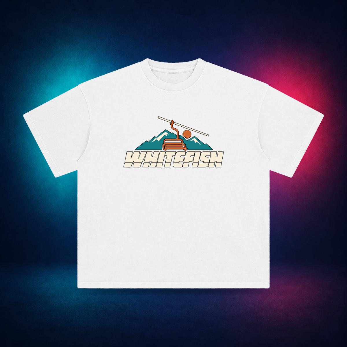 Whitefish — White — front only print | Vision Neon midnight studio