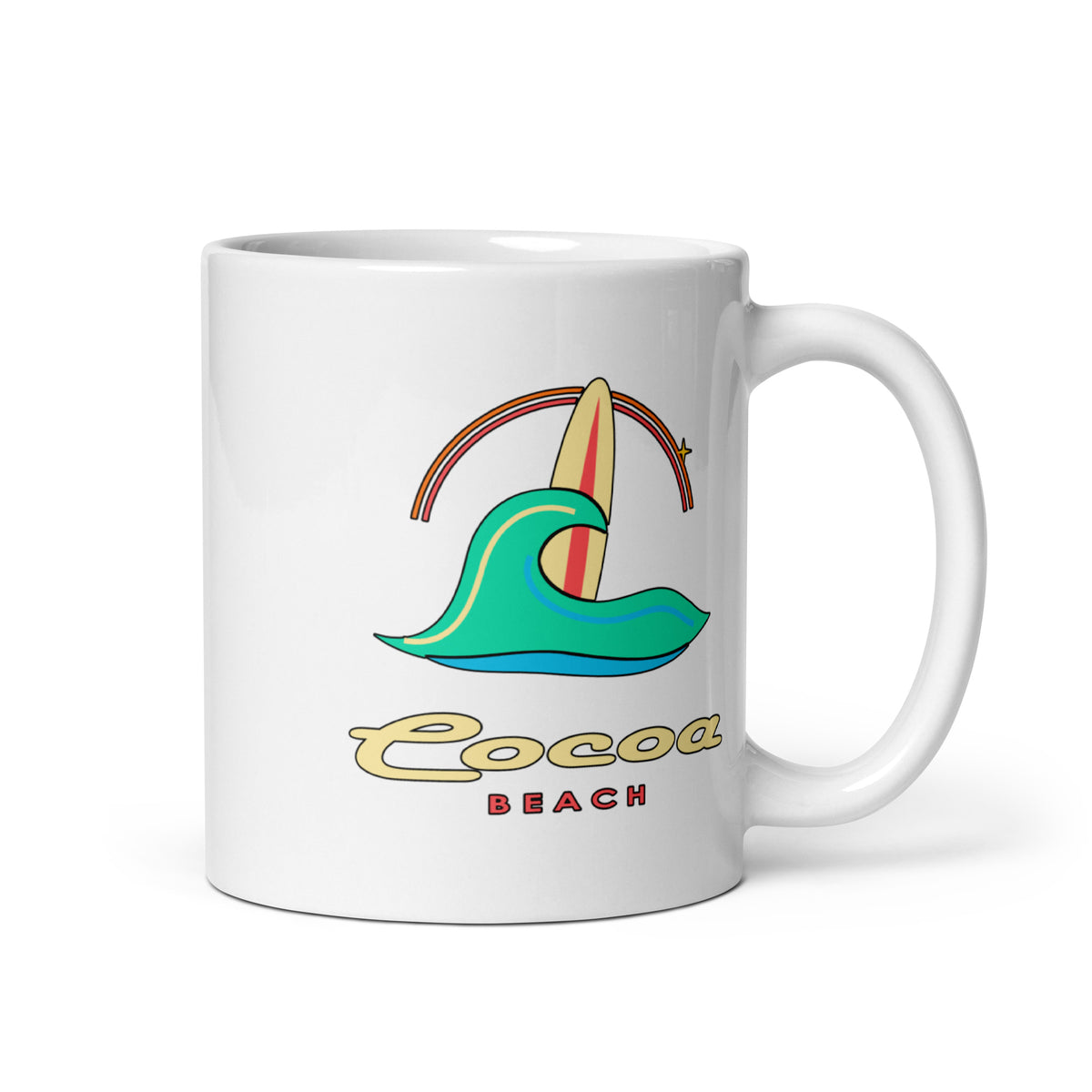 Cocoa Beach — White mug, 11 oz, logo on both sides