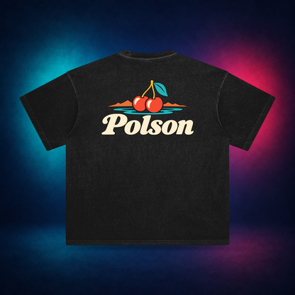 Polson — Retro Black — large back print | Vision Neon midnight studio