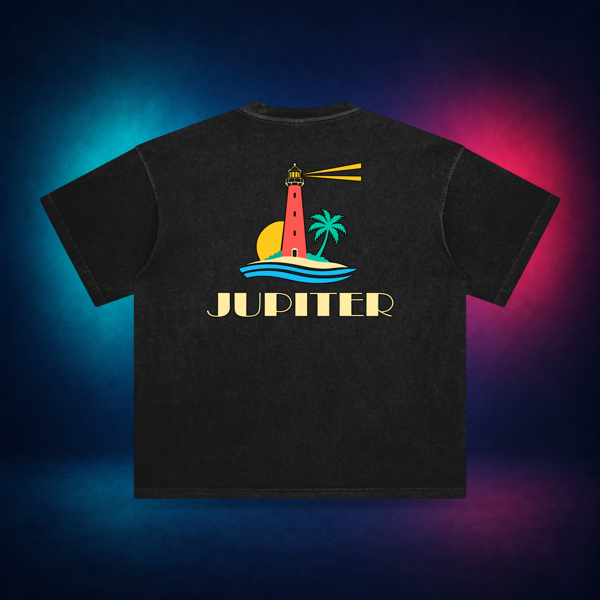 Jupiter — Retro Black — large back print | Vision Neon midnight studio