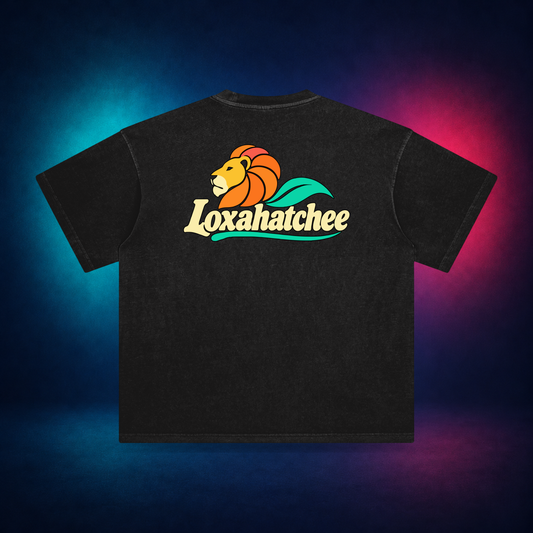 Loxahatchee — Retro Black — large back print | Vision Neon midnight studio