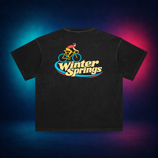 Winter Springs — Retro Black — large back print | Vision Neon midnight studio