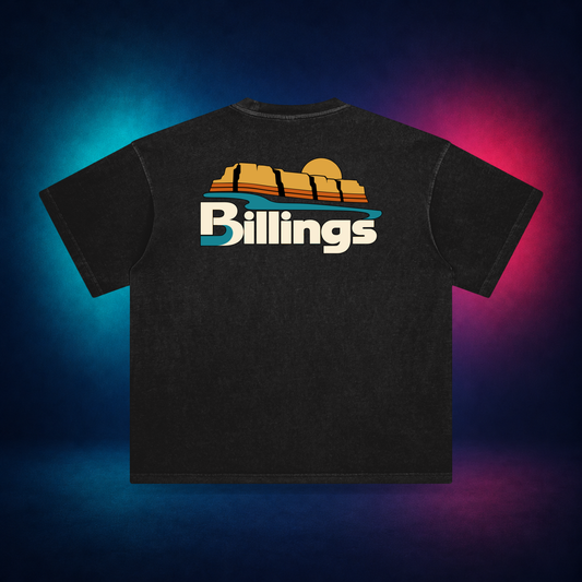 Billings — Retro Black — large back print | Vision Neon midnight studio
