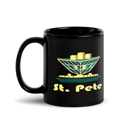 St. Pete — Black mug, 11 oz, logo on both sides