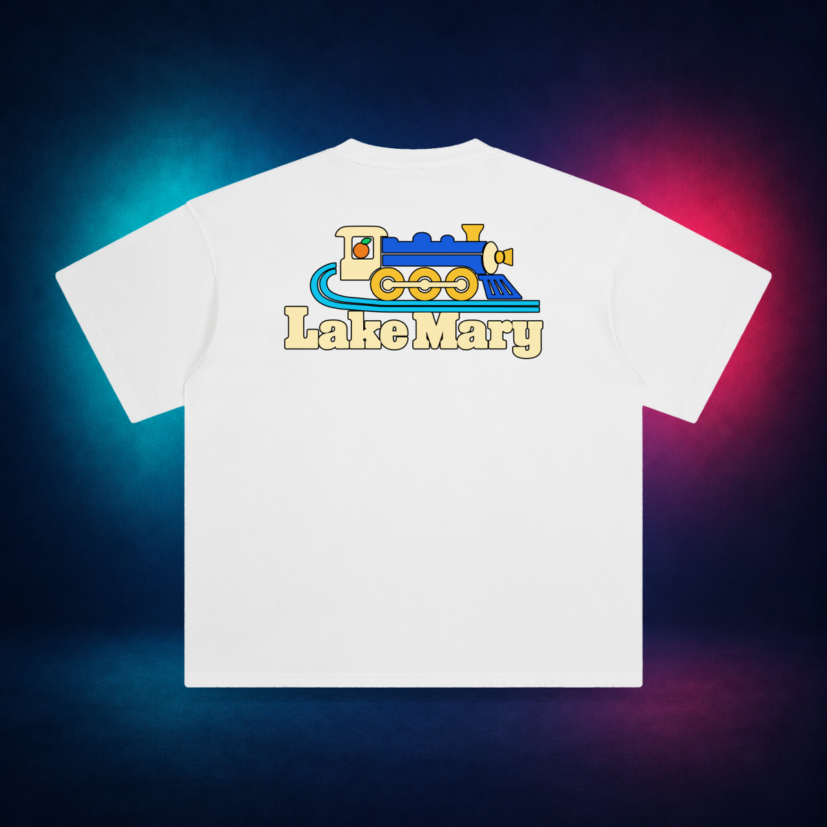 Lake Mary — White — large back print | Vision Neon midnight studio
