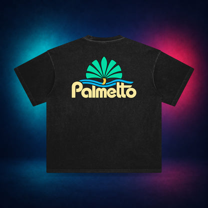 Palmetto — Retro Black — back only print | Vision Neon midnight studio