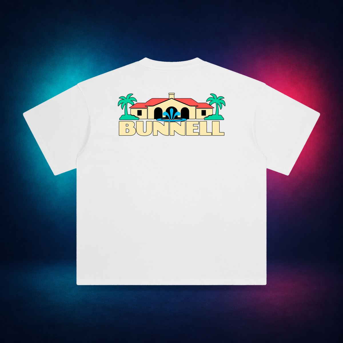 Bunnell — White — large back print | Vision Neon midnight studio