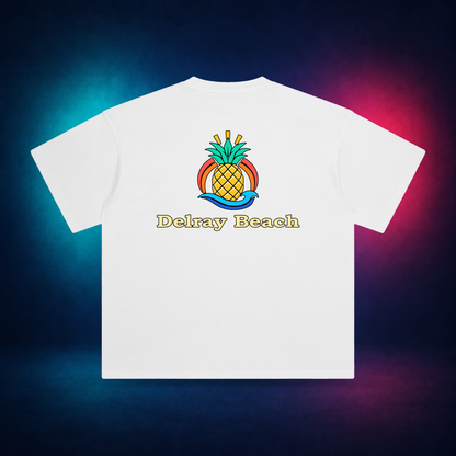 Delray Beach — White — large back print | Vision Neon midnight studio