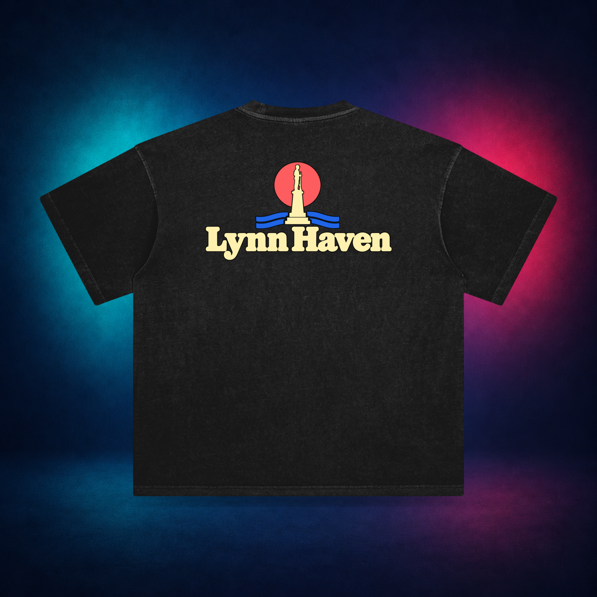 Lynn Haven — Retro Black — large back print | Vision Neon midnight studio