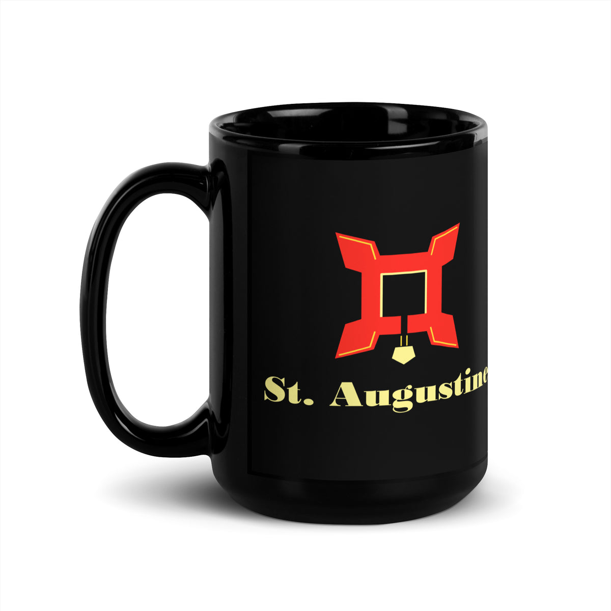 St. Augustine — Black mug, 15 oz, logo on both sides