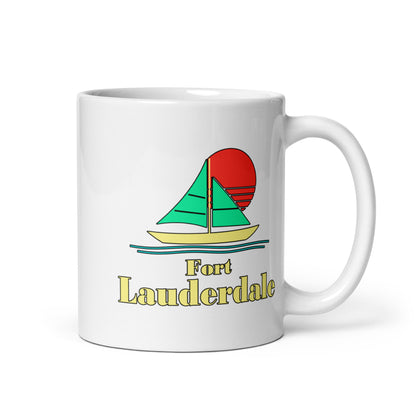 Fort Lauderdale — White mug, 11 oz, logo on both sides