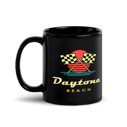 Daytona Beach — Black mug, 11 oz, logo on both sides