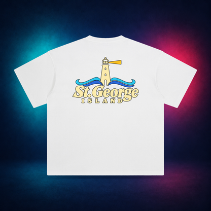 St. George Island — White — large back print | Vision Neon midnight studio