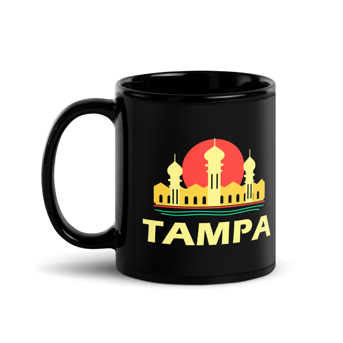 Tampa — Black mug, 11 oz, logo on both sides