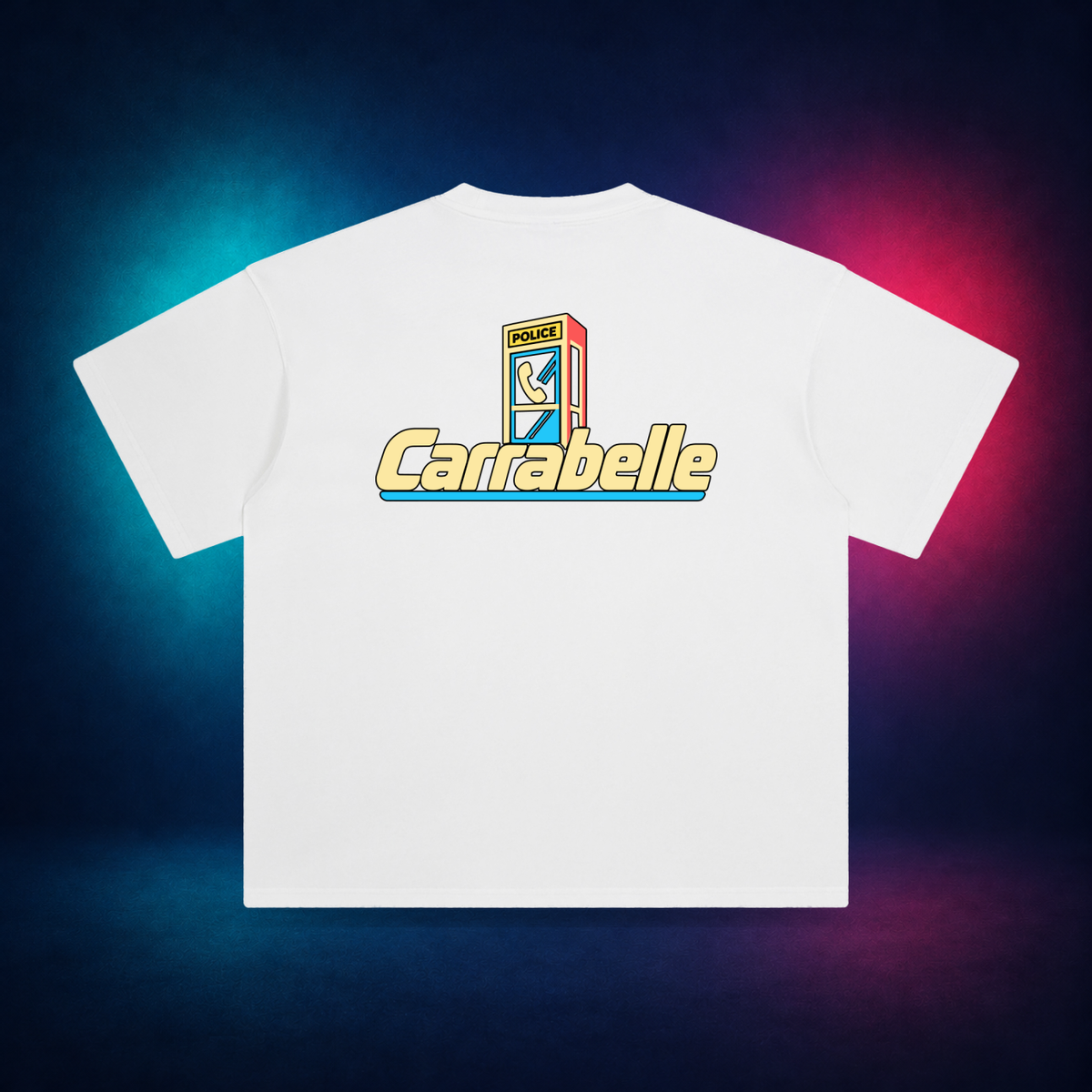 Carrabelle — White — large back print | Vision Neon midnight studio