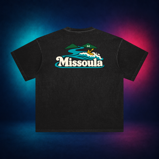 Missoula — Retro Black — large back print | Vision Neon midnight studio