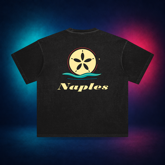 Naples — Retro Black — large back print | Vision Neon midnight studio