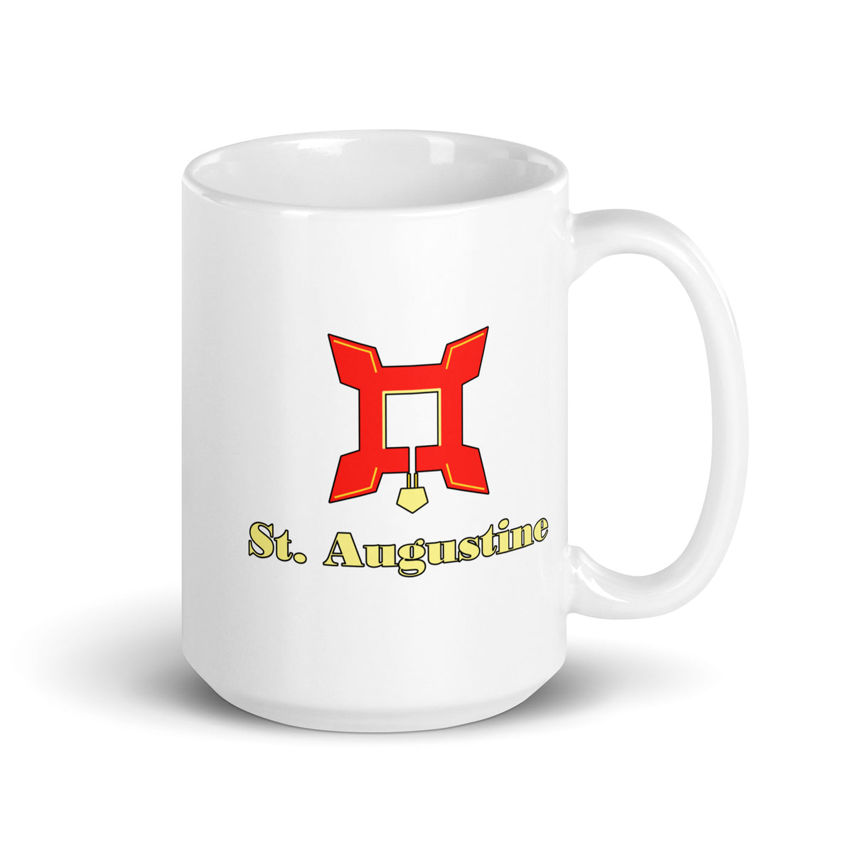 St. Augustine — White mug, 15 oz, logo on both sides