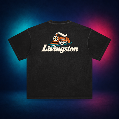 Livingston — Retro Black — large back print | Vision Neon midnight studio