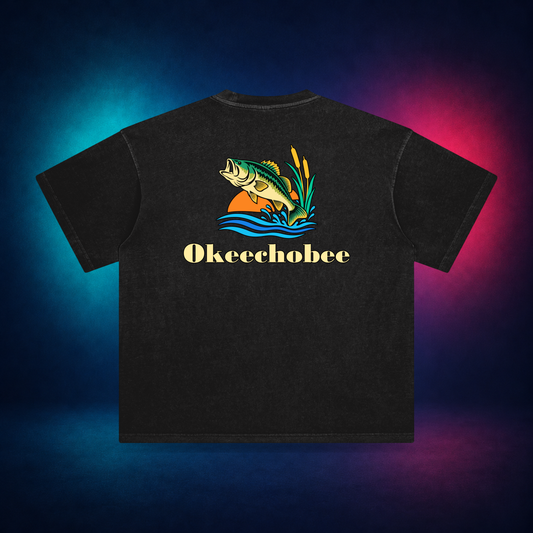 Okeechobee — Retro Black — large back print | Vision Neon midnight studio