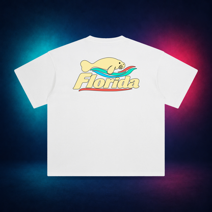 Florida Manatee — White — large back print | Vision Neon midnight studio