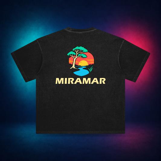 Miramar — Retro Black — large back print | Vision Neon midnight studio