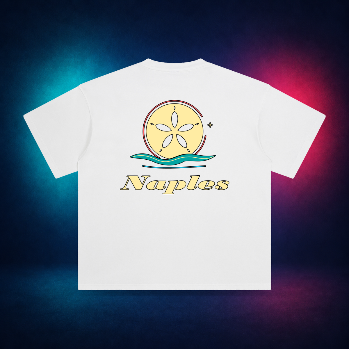 Naples — White — large back print | Vision Neon midnight studio