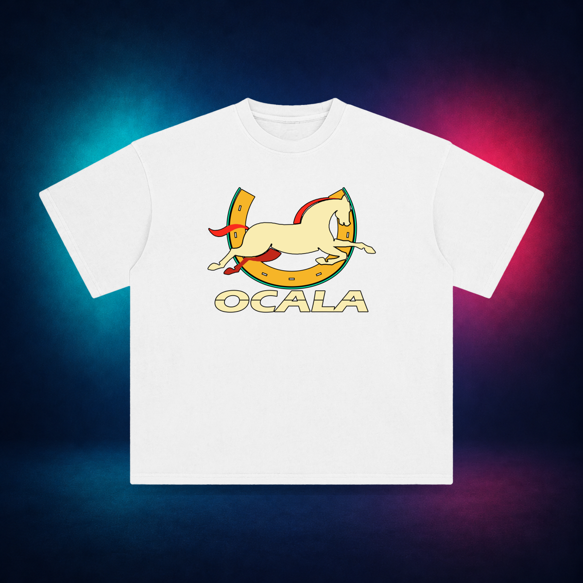 Ocala — White — front only print | Vision Neon midnight studio