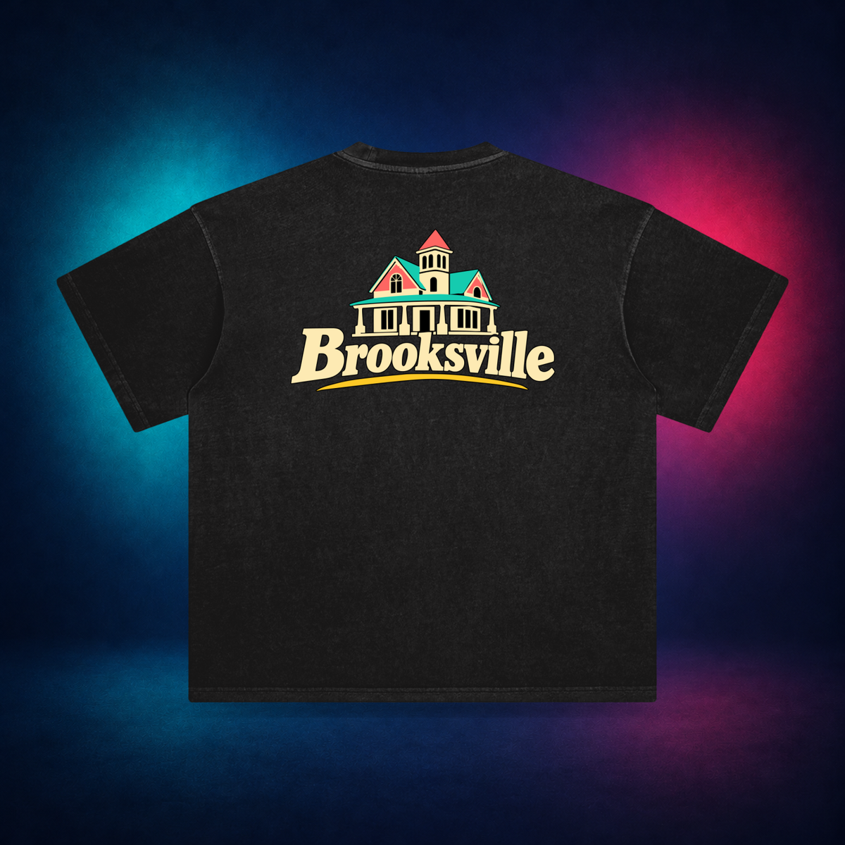 Brooksville — Retro Black — large back print | Vision Neon midnight studio